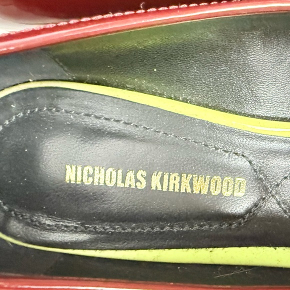 Nicholas Kirkwood Patent Leather Pointed Toe Slip On Loafers Burgundy Preppy - Picture 9 of 11